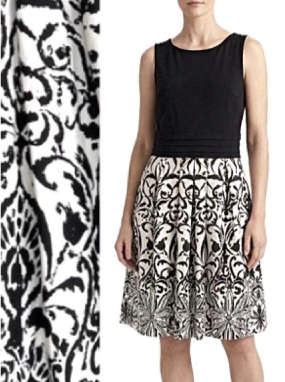 Lauren Ralph Lauren Mixed Patterned Tank Dress Size 12 Fit & Flare Black & White